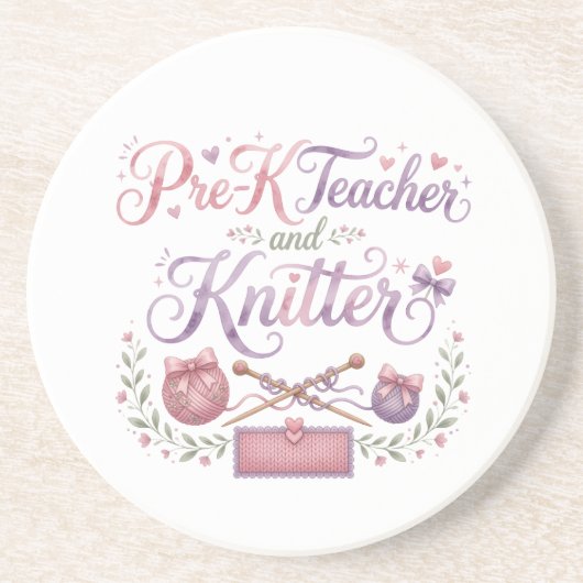 Verre En Grès Professeur de maternelle et tricoteuse dessous de (Devant)