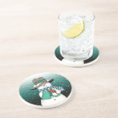 Verre En Grès Snowman souriant, Cardinal dans un Dessous de verr (Côté)