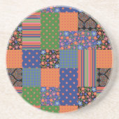 Verre En Grès Style d'art populaire Faux Patchwork Dessous de ve (Devant)