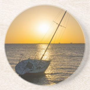 Verre En Grès Sunset Sailboat naufrage Gulf Breeze FL Dessous de