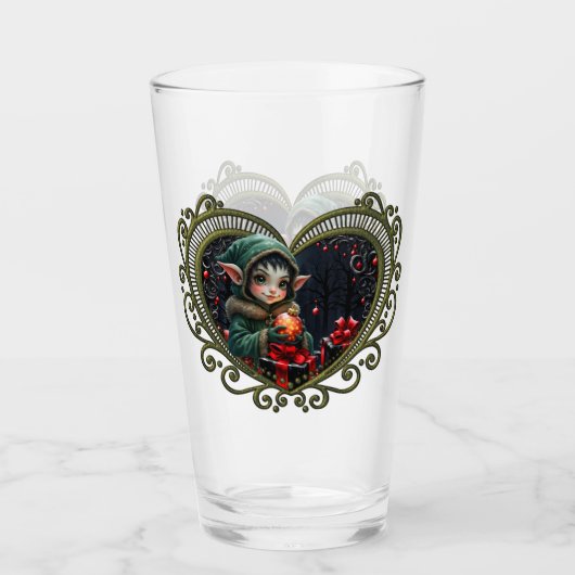 Verre Enfant Elfe mignon en manteau à capuchon vert (Devant)