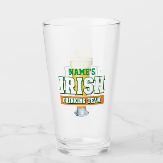 Verre Équipe de boisson irlandaise personnalisée Pint Gl (Devant)