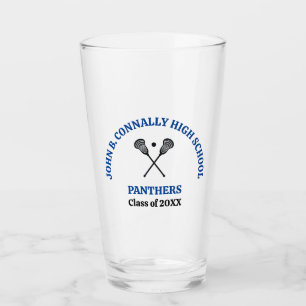 Verre Équipe de crosse de lycée personnalisée Bleue