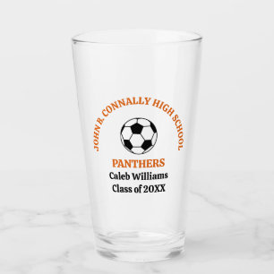 Verre Équipe de football personnalisée de lycée Orange