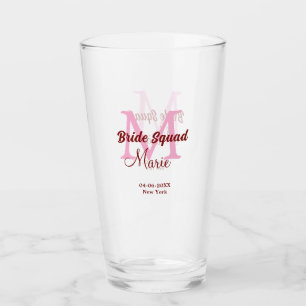 Verre Équipe de mariée ajoutez nom monogramme demoiselle