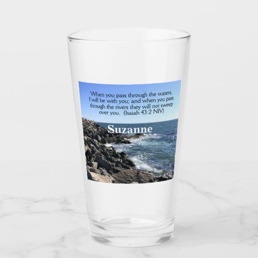 Verre Esaïe 43:2 Je serai avec vous Photo de Ocean (Devant)