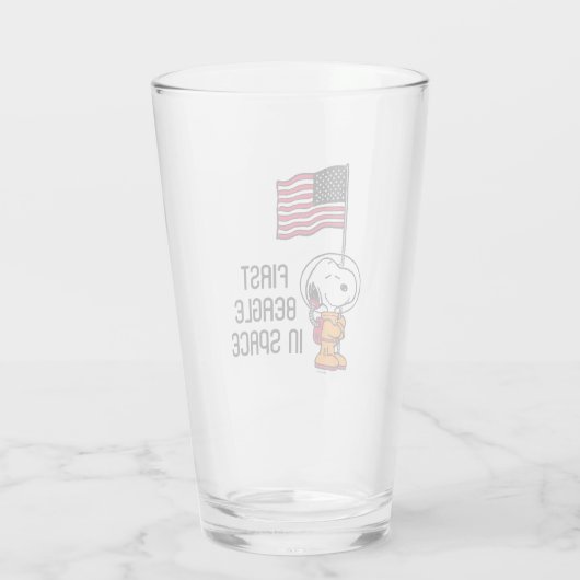 Verre ESPACE | Snoopy avec astronaute du drapeau (Dos)