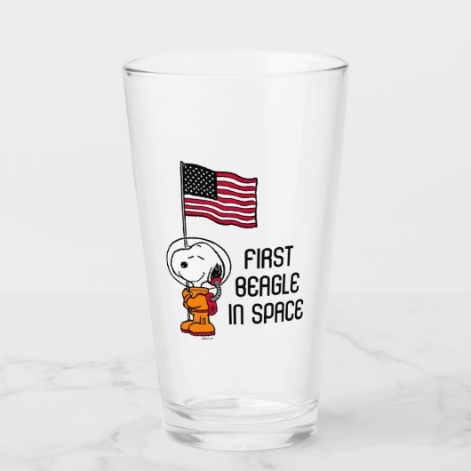 Verre ESPACE | Snoopy avec astronaute du drapeau (Devant)
