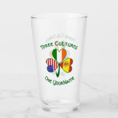 Verre Espagnol Irlandais Shamrock des drapeaux américain (Devant)