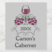 Verre et raisins Design Vin Étiquette (Étiquettes simples)
