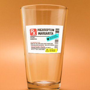 Verre Étiquette d'avertissement drôle de Margarita sur o