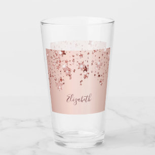 Verre étoile rose dorée brillant nom rose glam
