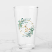 Verre Eucalyptus et or mariage personnalisé (Devant)