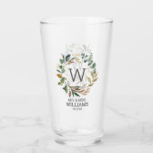 Verre Eucalyptus Greenery M. et Mme Mariage Monogram (Dos)