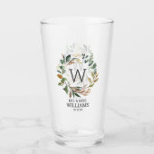 Verre Eucalyptus Greenery M. et Mme Mariage Monogram (Devant)