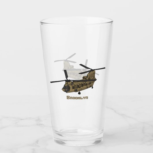 Verre Exemple d'hélicoptère militaire Chinook (Devant)