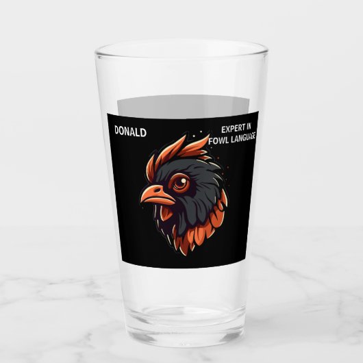 Verre Expert en Fowl Language, Rooster's Head. Modifiabl (Devant)