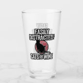 Verre Facilement distrait par les chats et le vin (Devant)