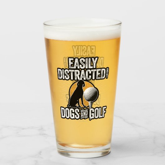 Verre Facilement distrait par les chiens et le golf (Devant (rempli))