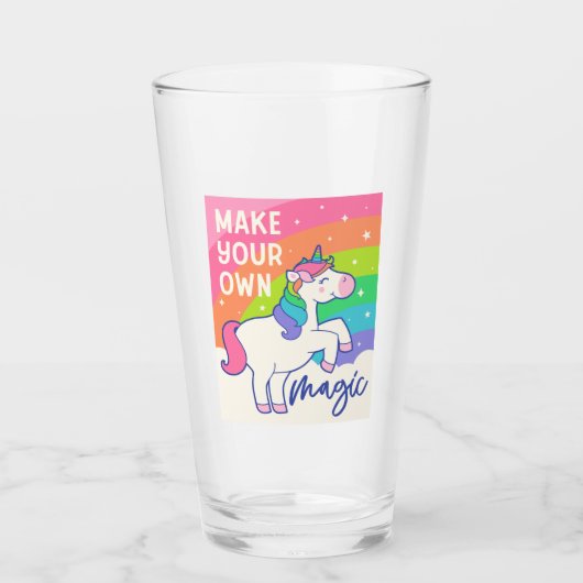 Verre Faites votre propre magie | Cute Unicorn (Devant)