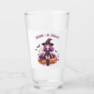 Verre Farce ou Friandise Sorcière Violette Citrouilles e