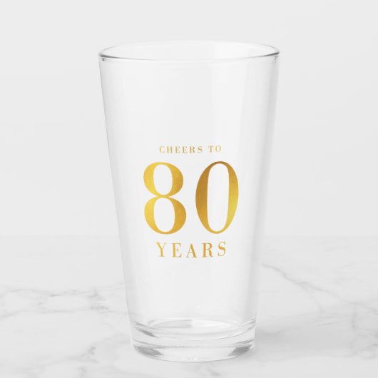 Verre Faux Gold Cheers à 80 ans Anniversaire (Devant)