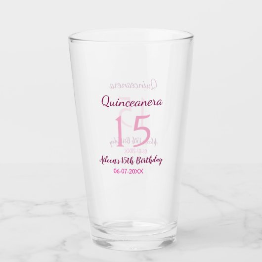 Verre Fée rose 15e anniversaire simple moder quinceanera (Devant)