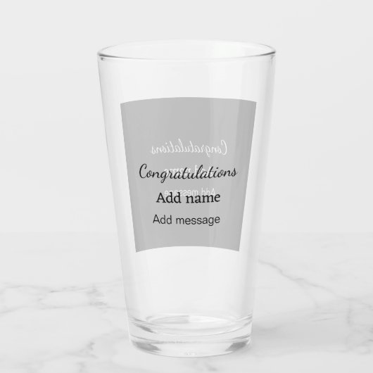 Verre Félicitations ajouter un message de nom simple dip (Dos)