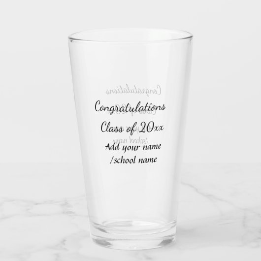 Verre Félicitations classe d'ajouter le nom d'année scol (Dos)