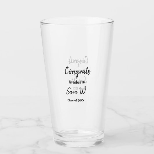 Verre Félicitations classe d'ajouter le nom d'année scol (Devant)
