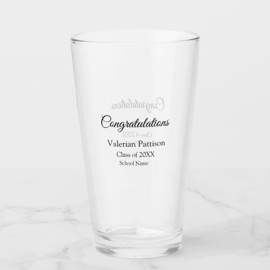 Verre Félicitations diplômé ajouter le nom de l'école si (Devant)
