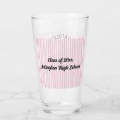 Verre Félicitations Diplômé Rayure Rose 16oz (Dos)