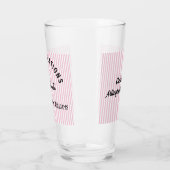 Verre Félicitations Diplômé Rayure Rose 16oz (Gauche)