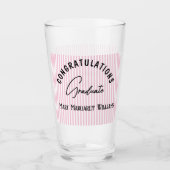 Verre Félicitations Diplômé Rayure Rose 16oz (Devant)