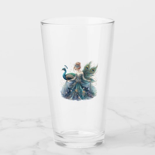 verre femme et paon (Devant)