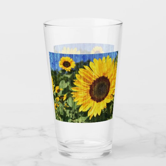 Verre Fence painted de Sunflowers (Devant)