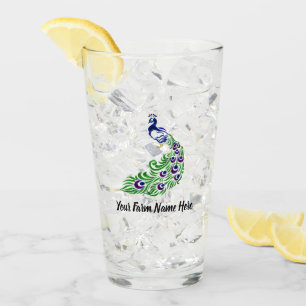 Verre Ferme de paon bleu personnalisé