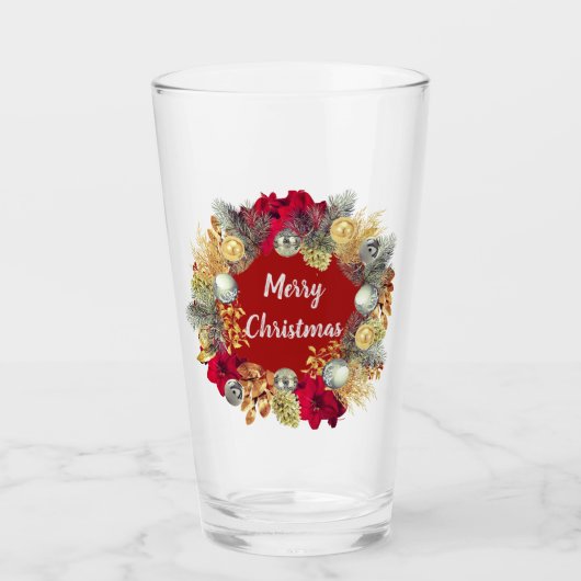 Verre Festif Barware Noël Wreath Glass Tumbler (Devant)