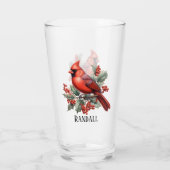 Verre Festif Noël cardinal ajouter nom aquarelle (Dos)