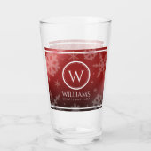 Verre Festif Red Foil Snowflakes Nom du monogramme (Dos)