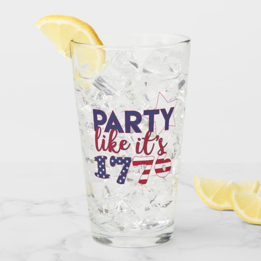 Verre Fête comme en 1776 - American Flag Typography (Devant glace)