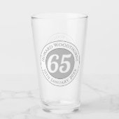 Verre Fête d'anniversaire avec nom, âge et anniversaire (Devant)