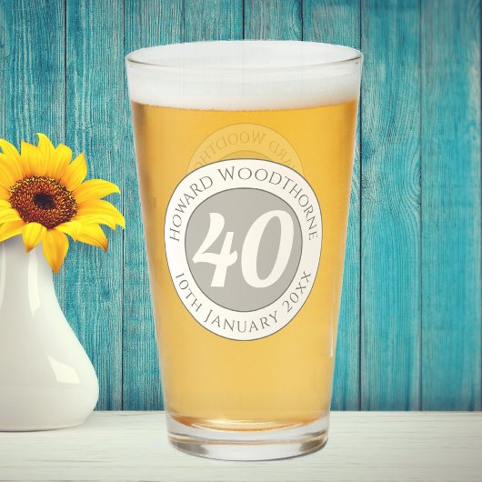 Verre Fête d'anniversaire avec nom, âge et anniversaire