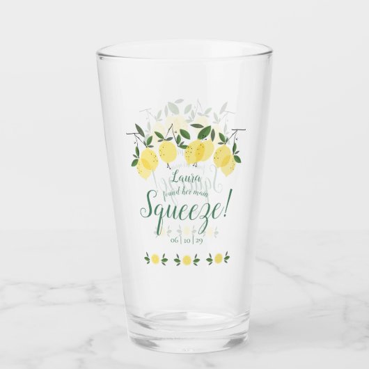 Verre Fête de mariage Main Squeeze Lemons Greenery (Devant)