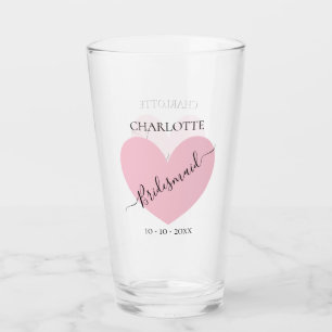 Verre Fête de mariée rose coeur