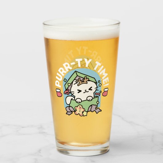Verre Fête de Noël avec Purr-ty Time Cat (Devant (rempli))