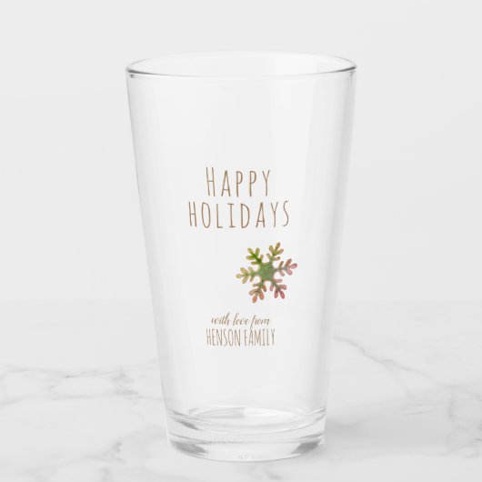 Verre Fête des Fêtes de Noël Snowflake personnalisé (Devant)