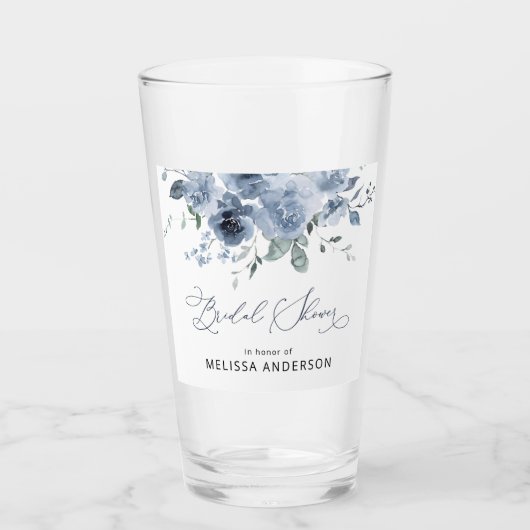 Verre Fête des mariées florale bleu et blanc Boire (Devant)
