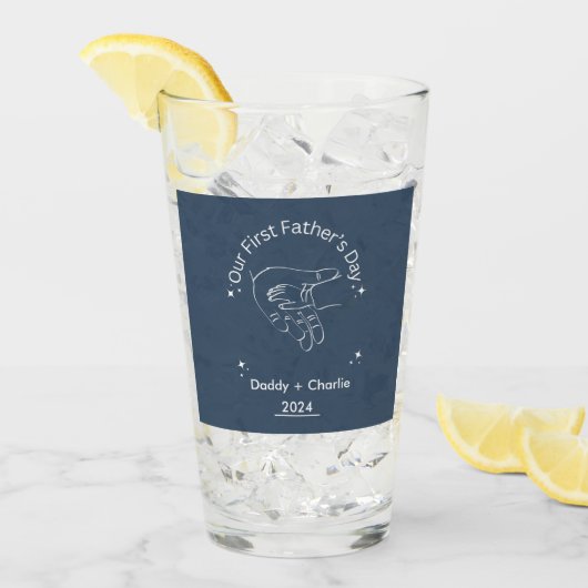 Verre Fête des pères Ligne Dessin Notre Première Fête de (Devant glace)