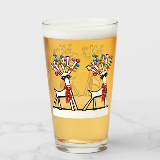 Verre Fête des rennes de Noël (Devant (rempli))